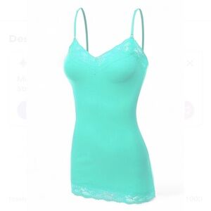 NWT Elegant Lace Trim Turquoise Tank Top